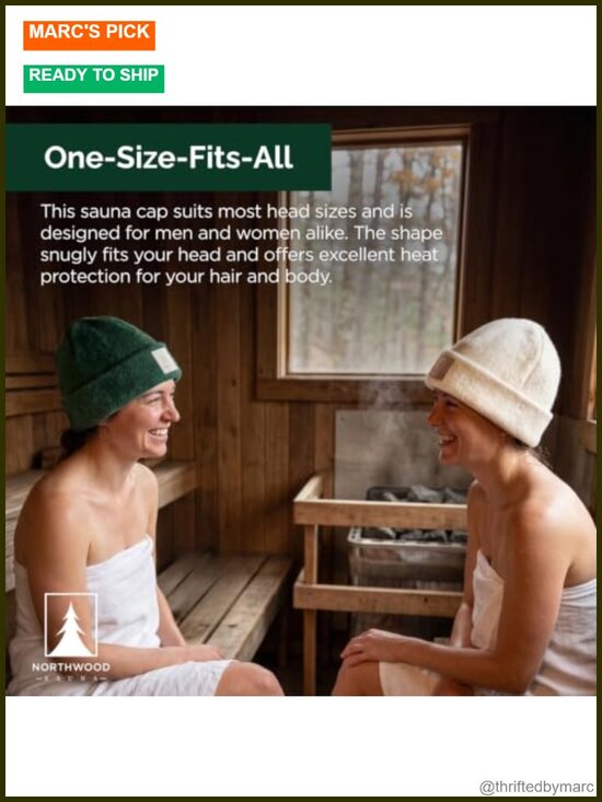 100% Merino Wool Sauna Beanie - Banya Hat Unisex One Size